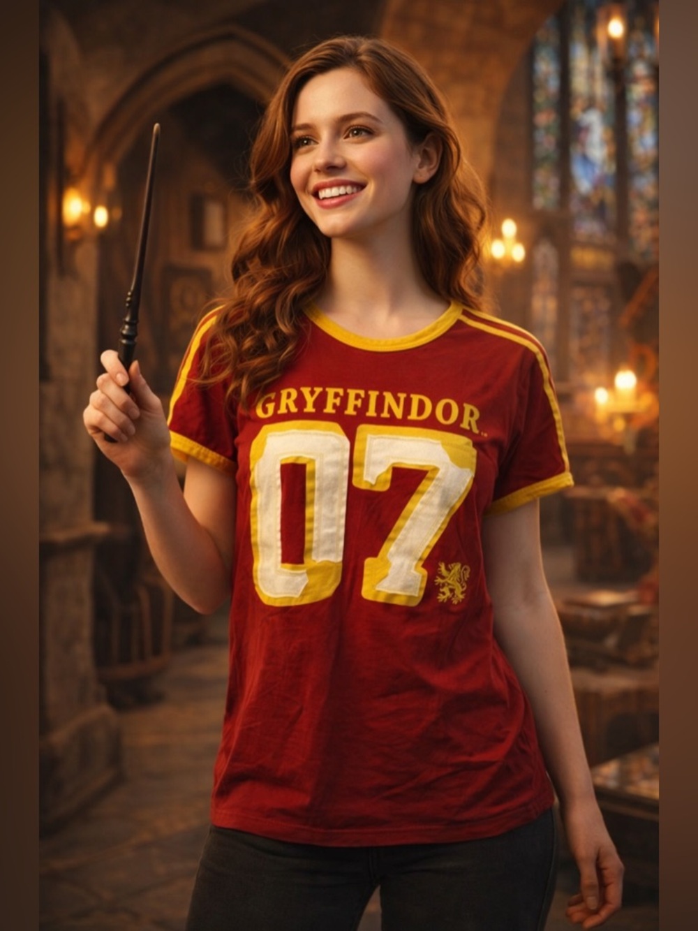 Harry Potter Gryffindor 07 Graphic Tee Wizarding World XS Red Gold Unisex